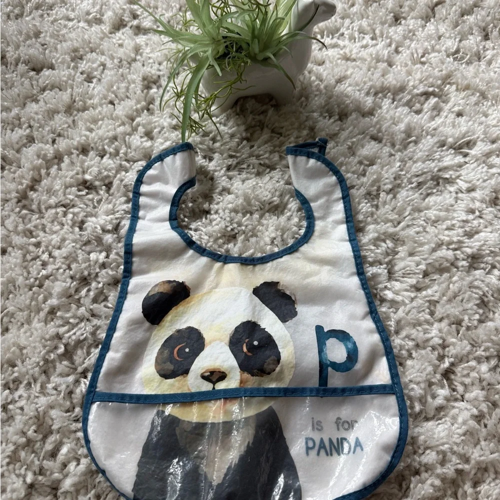Blue Waterproof Bib with Adjustable Snap Closure